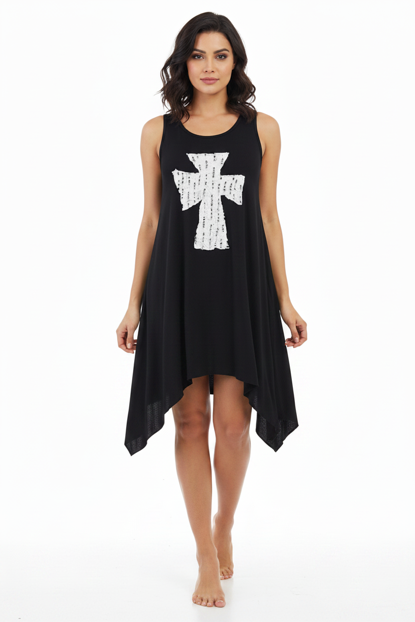 Milly Black NZ Designer black cross tunic top, size 10