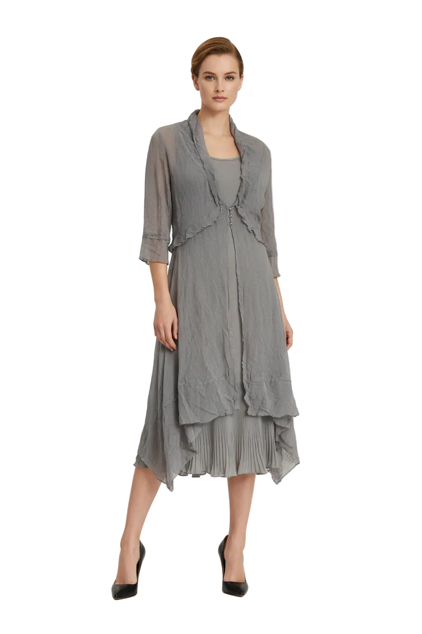 Jetblonde silver grey mesh coat, size 10