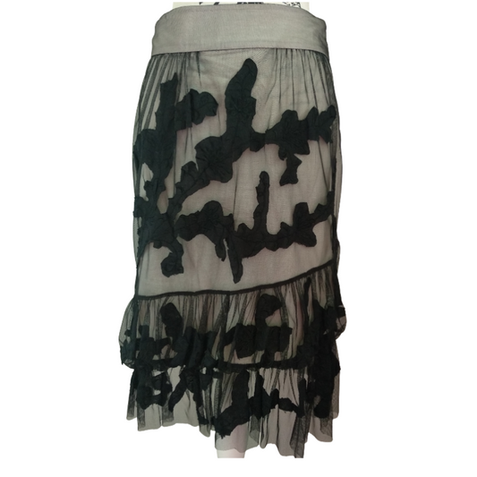 Trelise Cooper black fine mesh /nude lined skirt-8