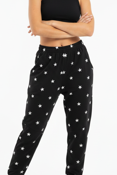 Holy Chic black, white star cotton pants-size 8