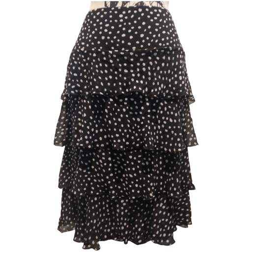 Carlyle silk black & white spotty skirt, size 8/10