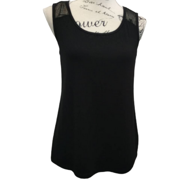 Picadilly black mesh detail top,  size S/10