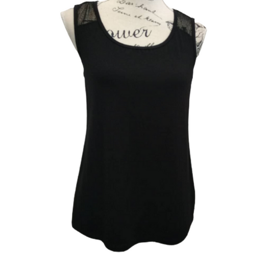 Picadilly black mesh detail top,  size S/10