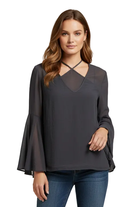 Repertoire blue chiffon top, size 10
