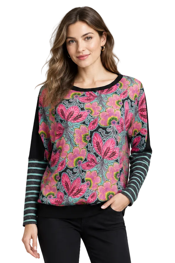 Charlo pink floral front top, size 8
