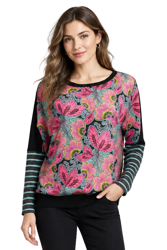 Charlo pink floral front top, size 8