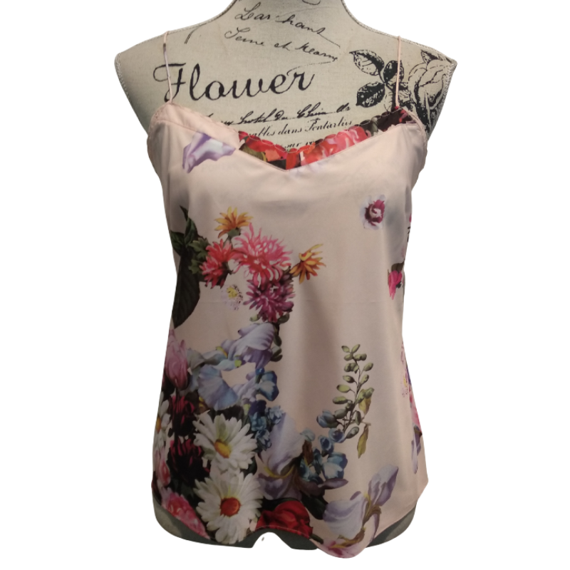 Ted Baker pink floral singlet, size M, NZ 10