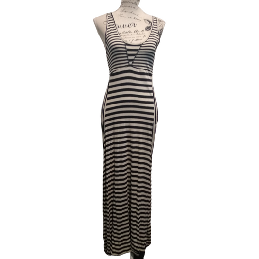 SASS black & cream maxi Summer dress, size 10/12