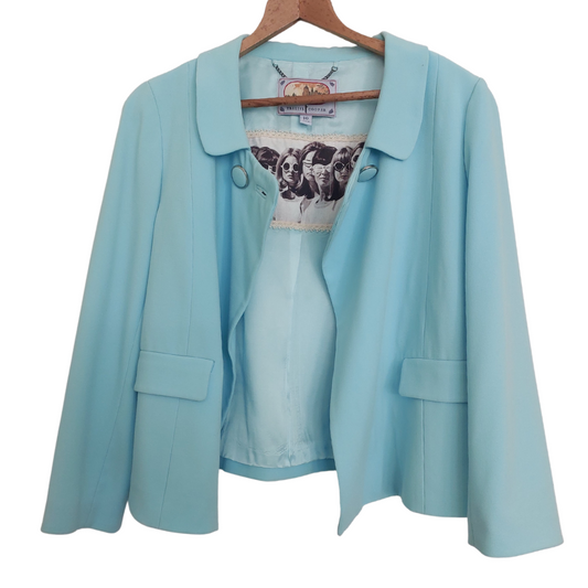 Trelise Cooper aqua jacket, size S, 10/12