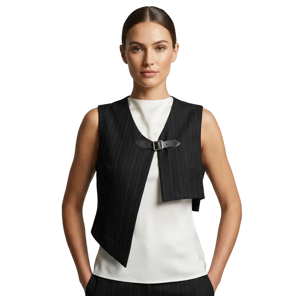 Miriam Eisenhart black/navy top/waistcoat, size 10/12