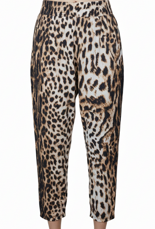 eb & eve leopard print cropped pants, size S/M 10-12