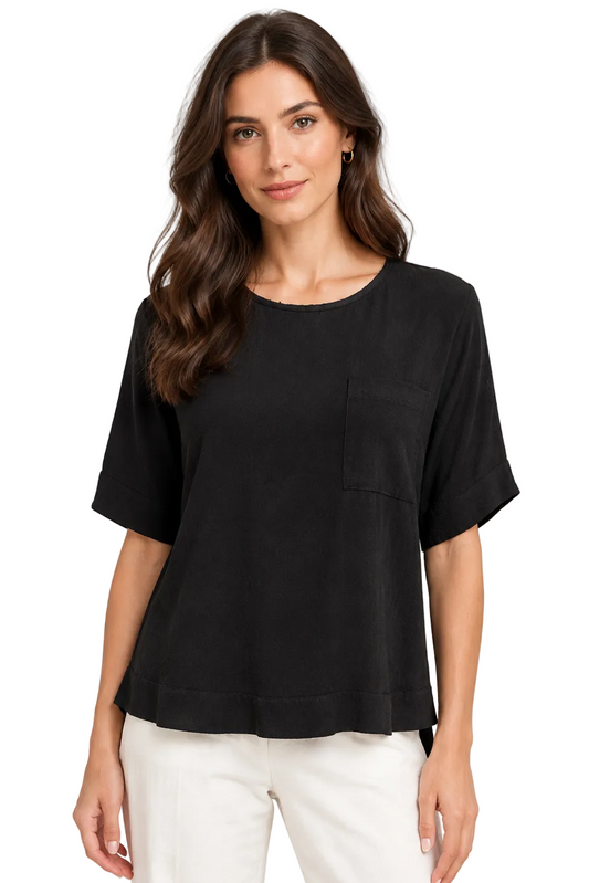 Decjuba black viscose top, size XS/8