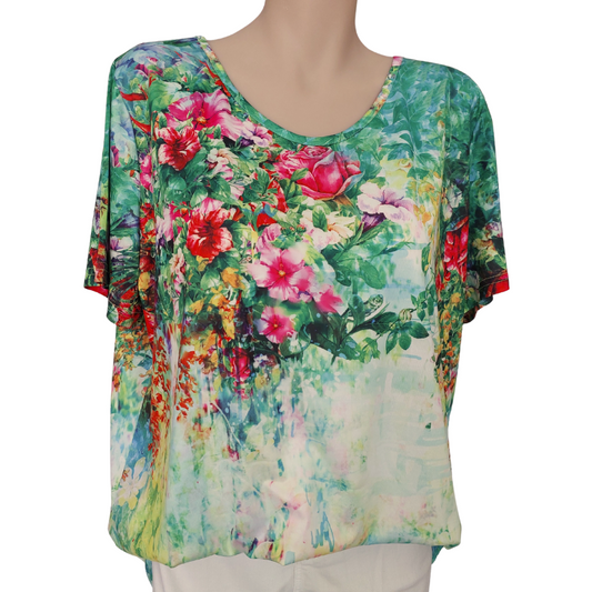 NEW pink/green floral top, size 16