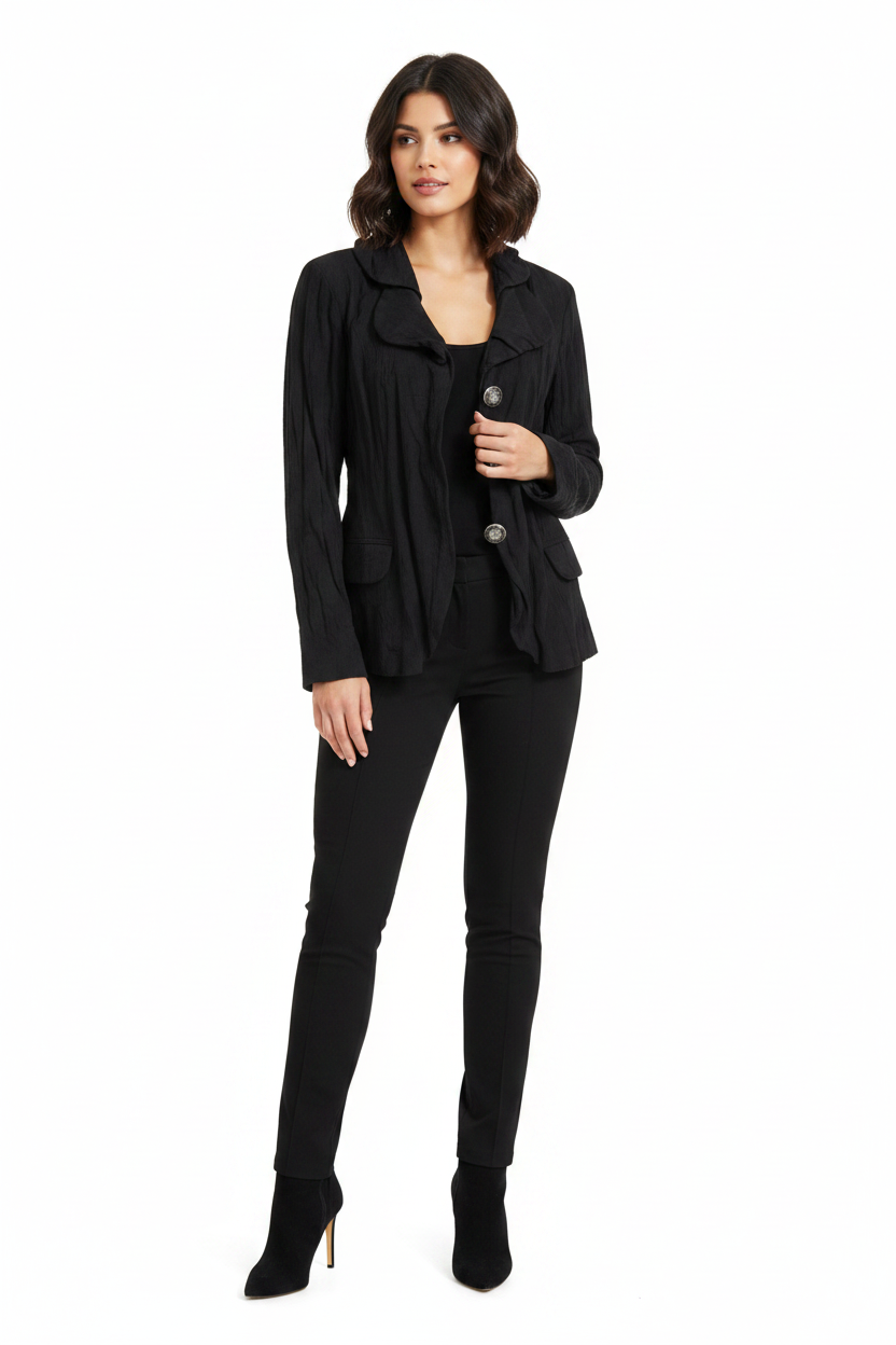 Andrea Moore black crushed jacket, size 10-12