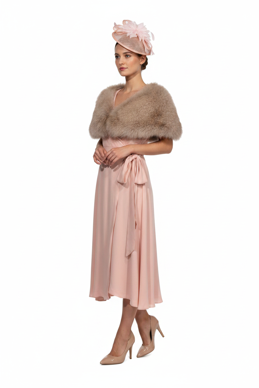 INGRID STARNES pink silk wrap dress, size M 12/14
