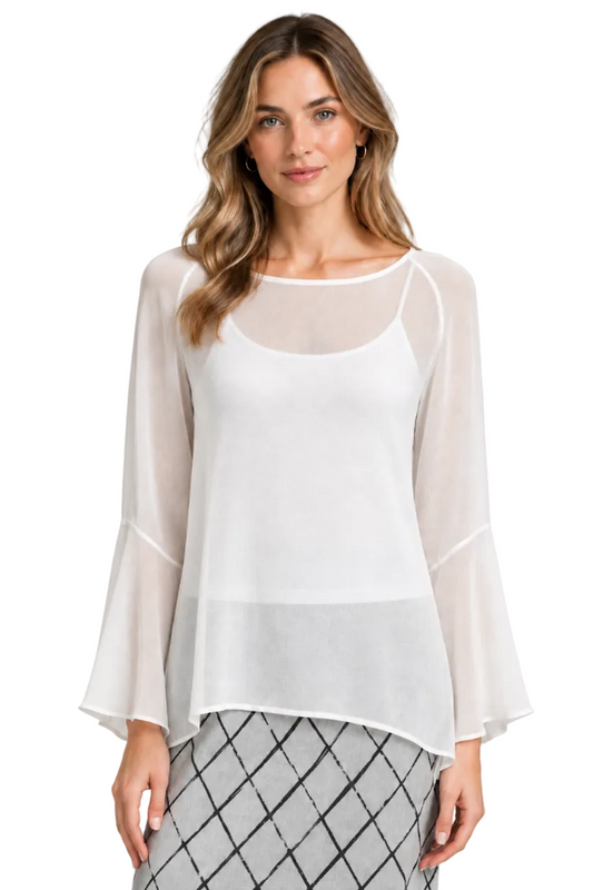 Ivory designer chiffon blouse, size 10-12