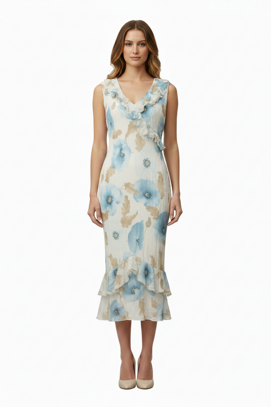 Seven Group Milan, floral midi dress, size 10-12