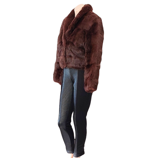 Dark brown fur jacket, size 10/12