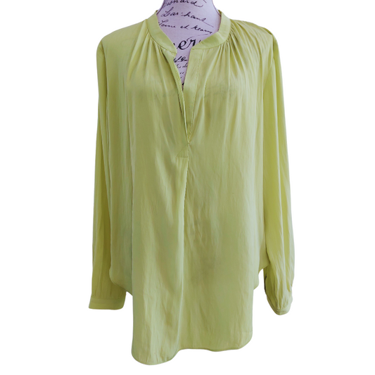 Marilyn Seyb chartreuse  blouse size 14