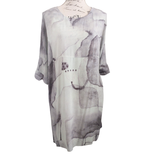 Tirelli grey rayon dress, size 12/14