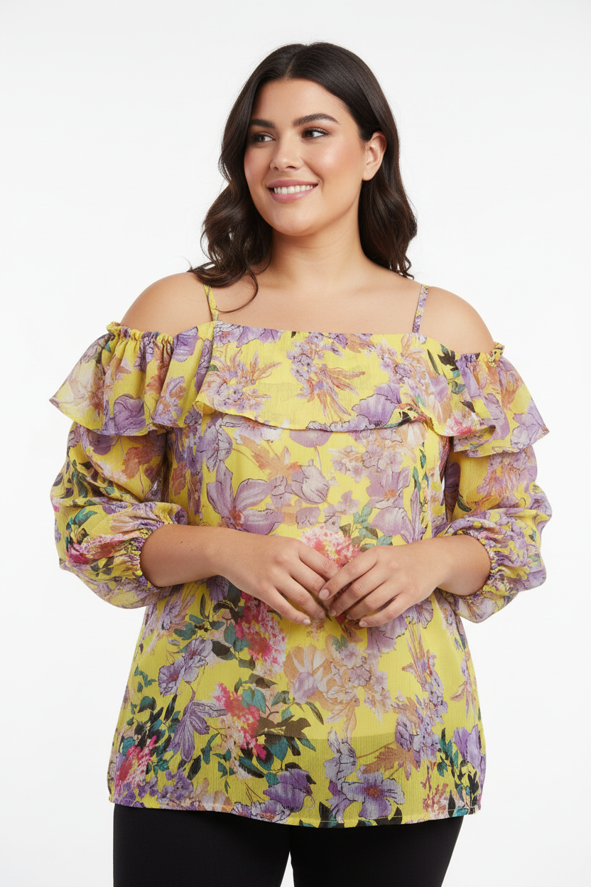 Charlo yellow floral top, size 14