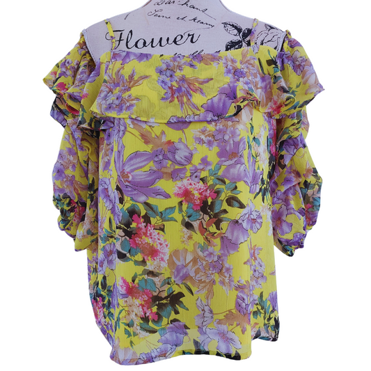 Charlo yellow floral top, size 14