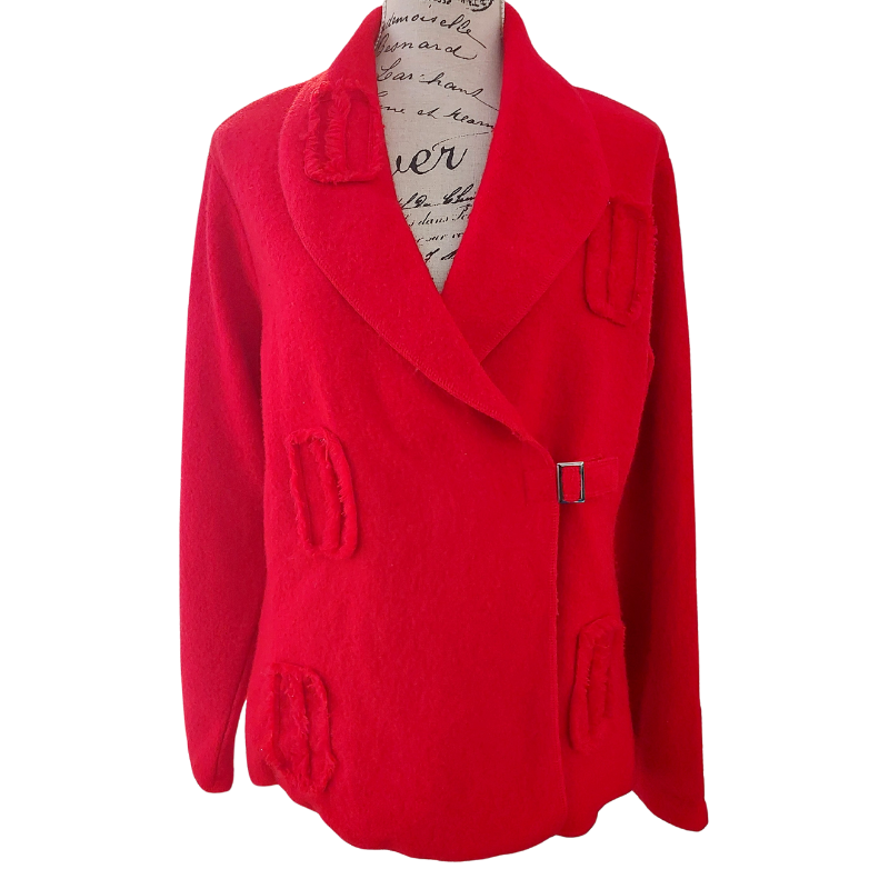 Marco Polo red 100% wool jacket , size L/14