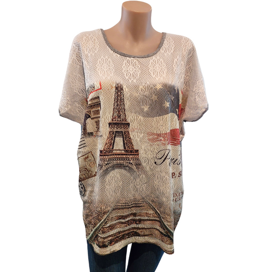 Grey back Paris T shirt, size 12-14