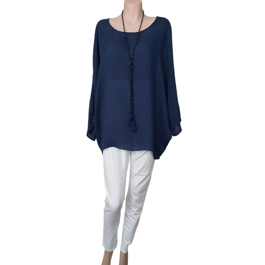 New light weight navy layering top, size-8-24 (size 14 in stock)