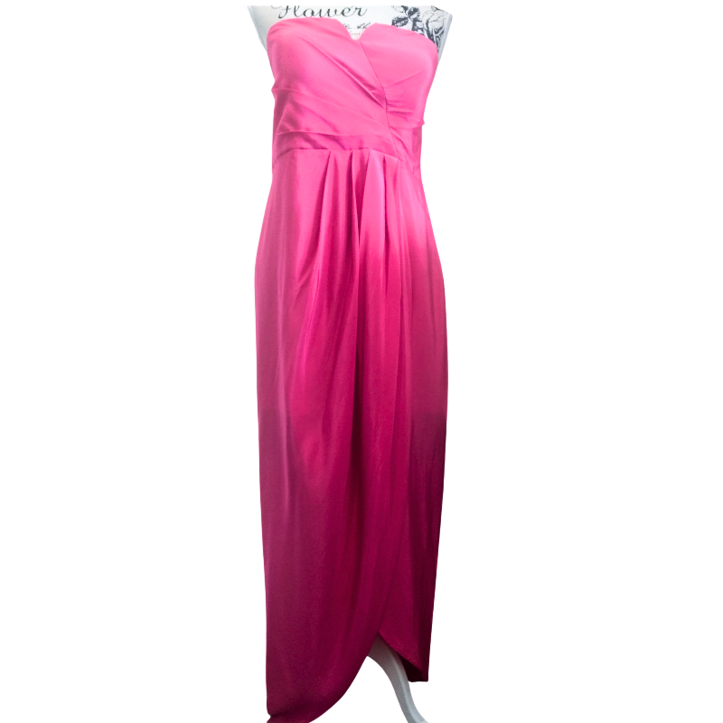 Hot pink silk formal dress, size 14-RENT $40