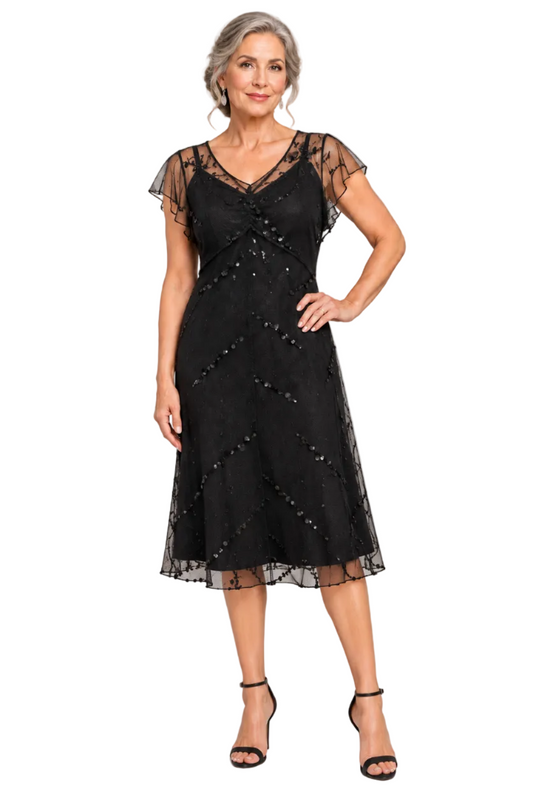 MAX black fine mesh bling cocktail dress, size 12