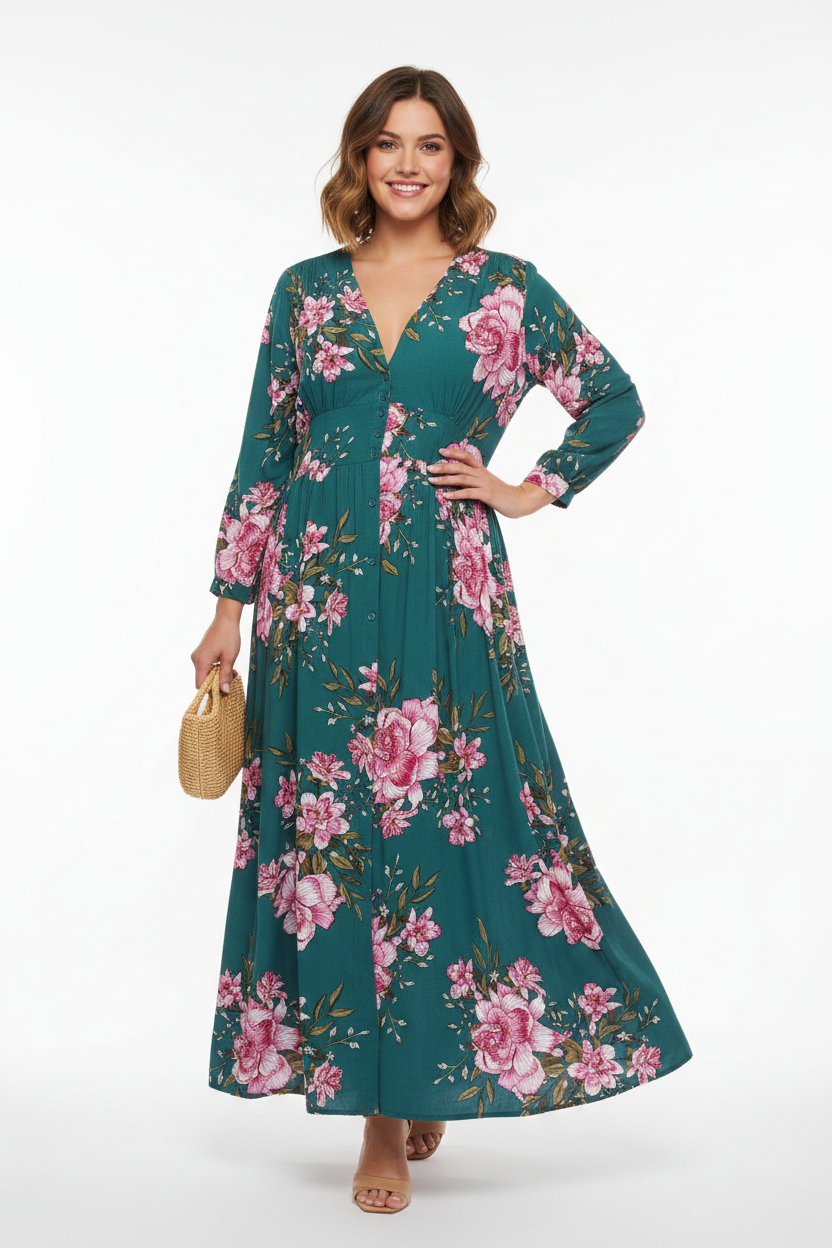 Boho Australia green floral dress-XL/18