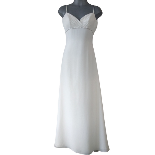 White wedding dress & shawl, size 6, rent $200