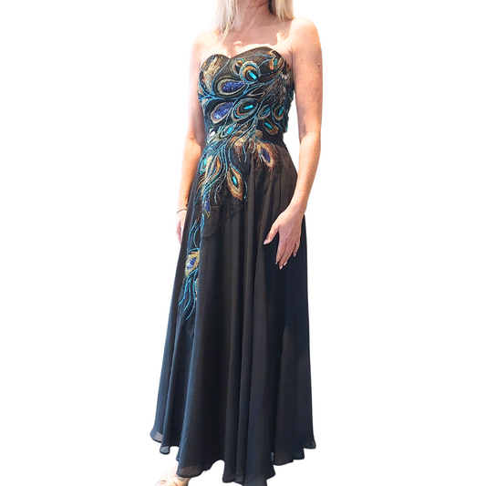 Grace Karin black peacock ball dress-Size 4/NZ 8
