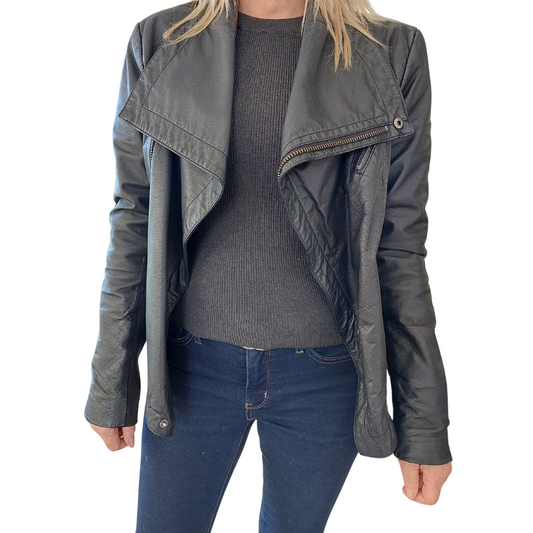Black leather jacket, size 8/10
