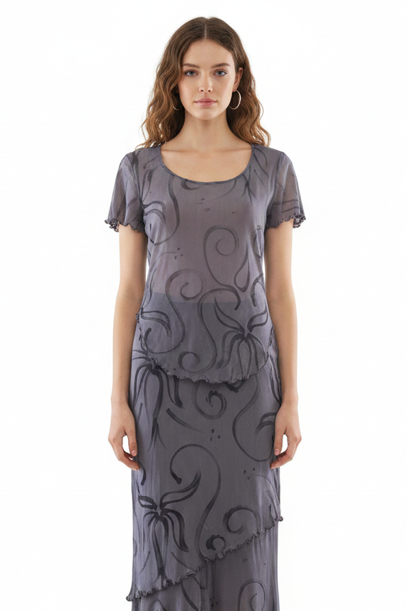 Monsoon fine mesh stretch bodycon top & skirt, size 10-HIRE
