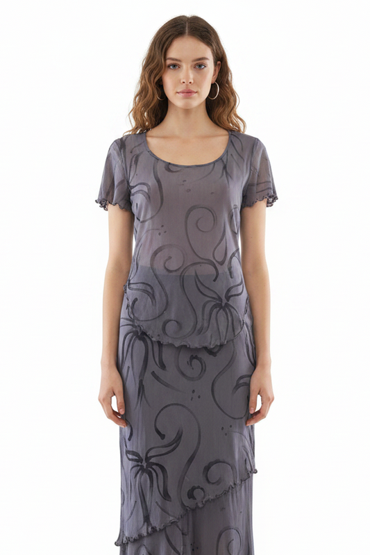 Monsoon fine mesh stretch bodycon top & skirt, size 10-HIRE