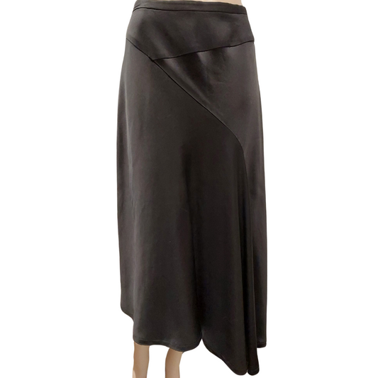 Simona black asemetrical satin skirt, size 8