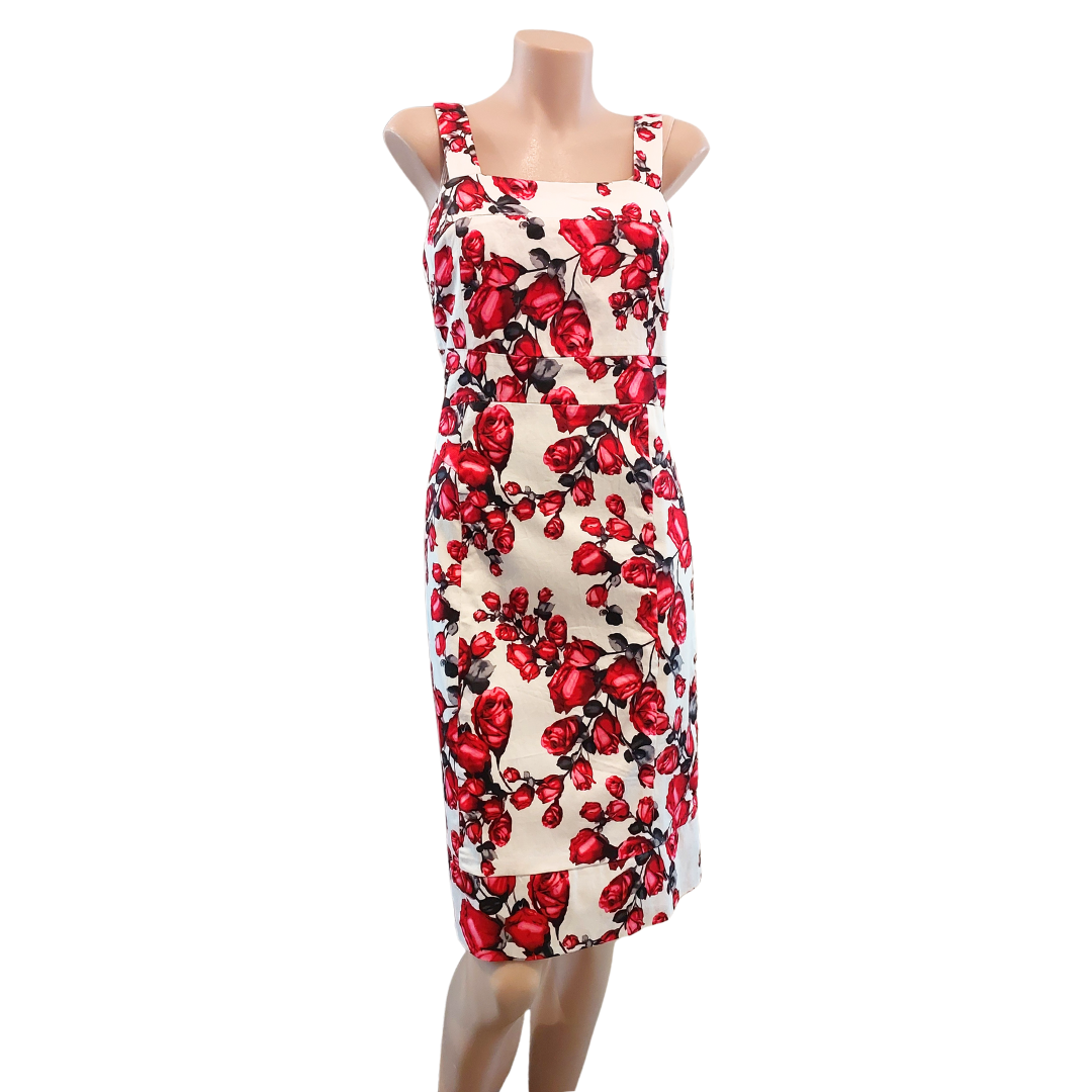 Jetblonde red rose dress,  size 8