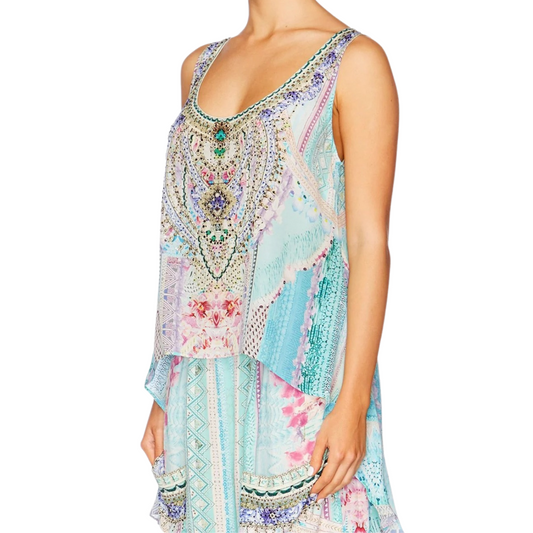 Camilla pastel silk top, size XS 8-10