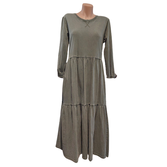 Foxwood green distressed cotton dress, size 8-10