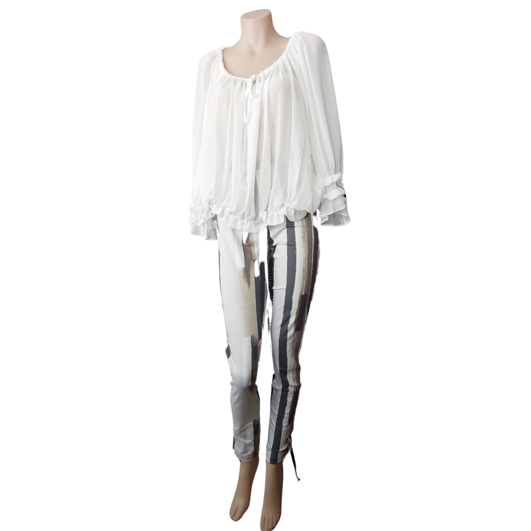 Repertoire white chiffon top, size 8