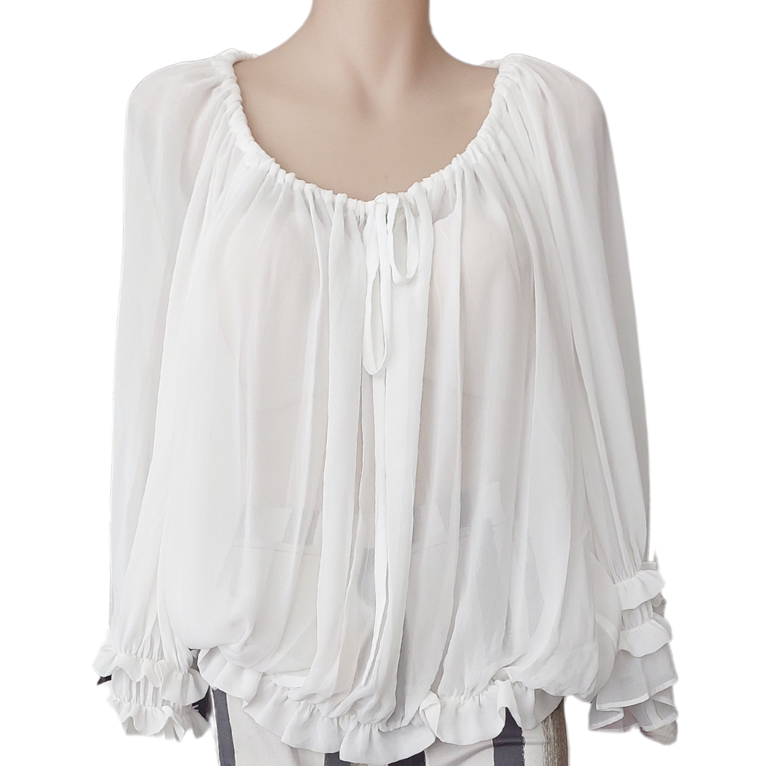 Repertoire white chiffon top, size 8