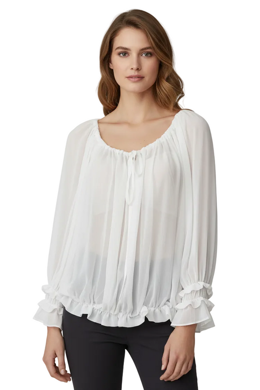 Repertoire white chiffon top, size 8