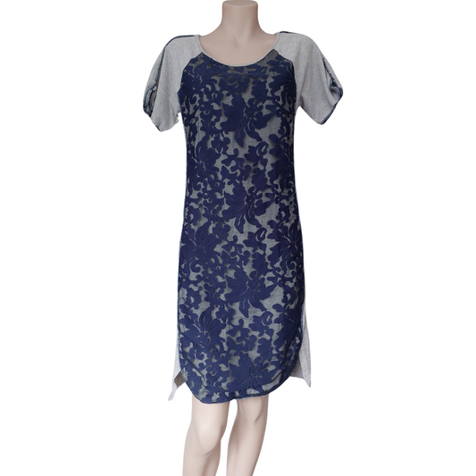 Augustine blue lace front cotton dress, size 8