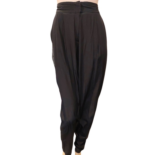 Morrison black silky drop crotch pants, size 1, NZ 8/10
