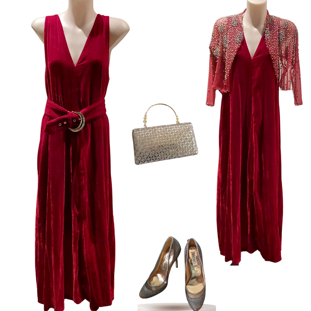 Ruby red velvet dress, size 6/ 8, rent only $40