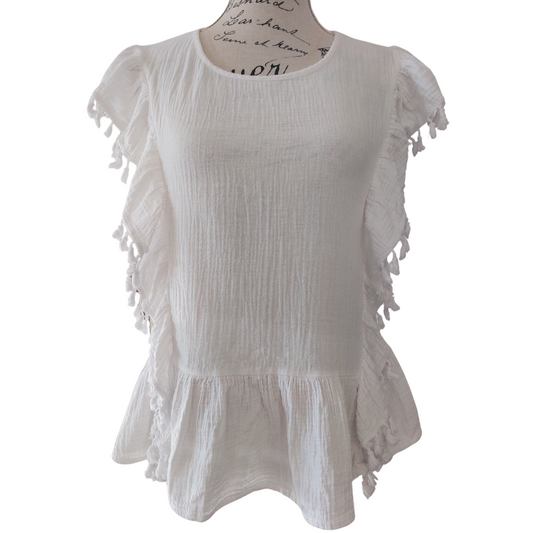 Seed white Summer top, size 8/10