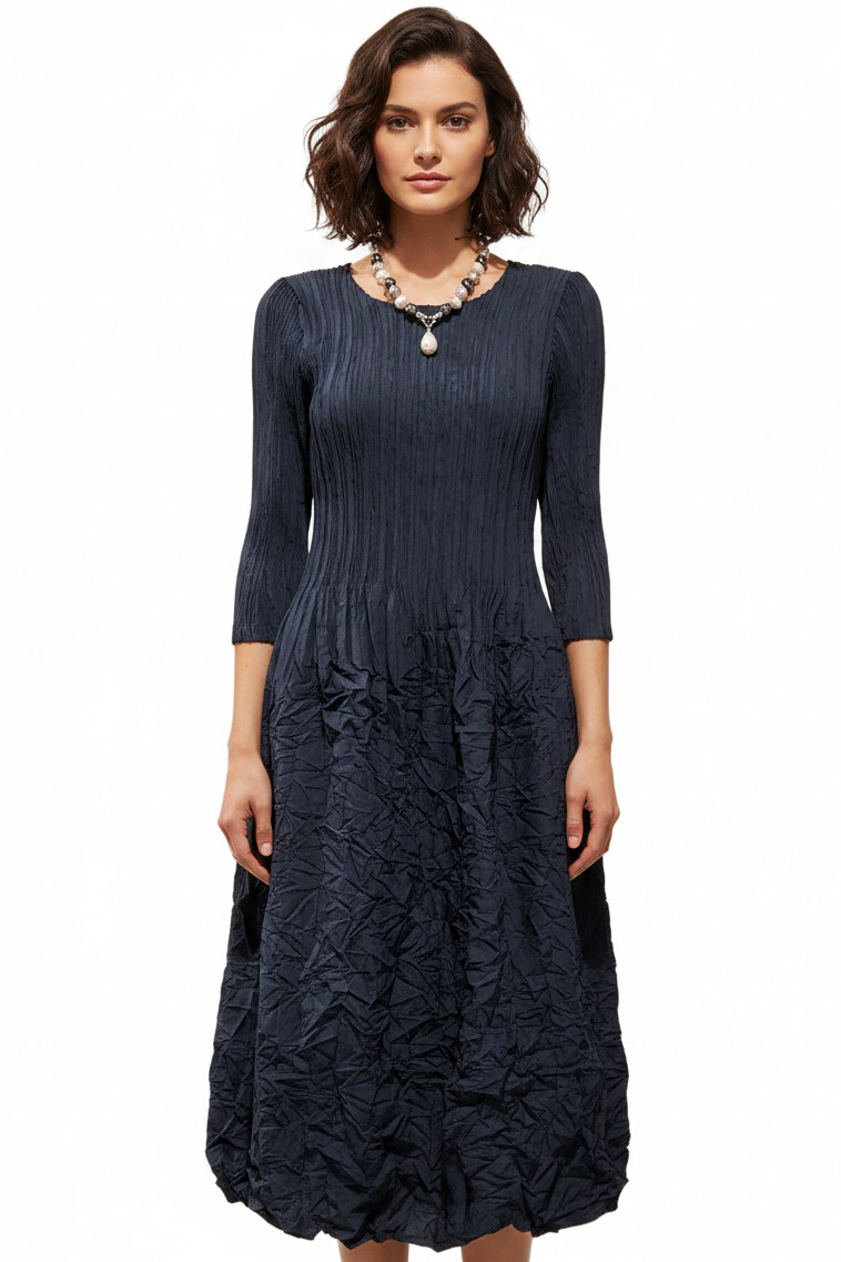 Alquema navy/teal 3/4 Sleeve Smash Pocket Dress, size 0, fits 10-12-HIRE