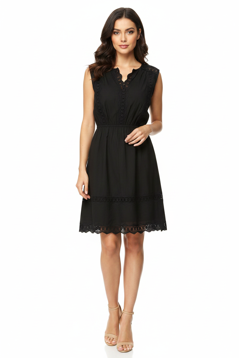 LITTLE JOE WOMAN, by Designer Gail Elliot black cotton dress, size M/12